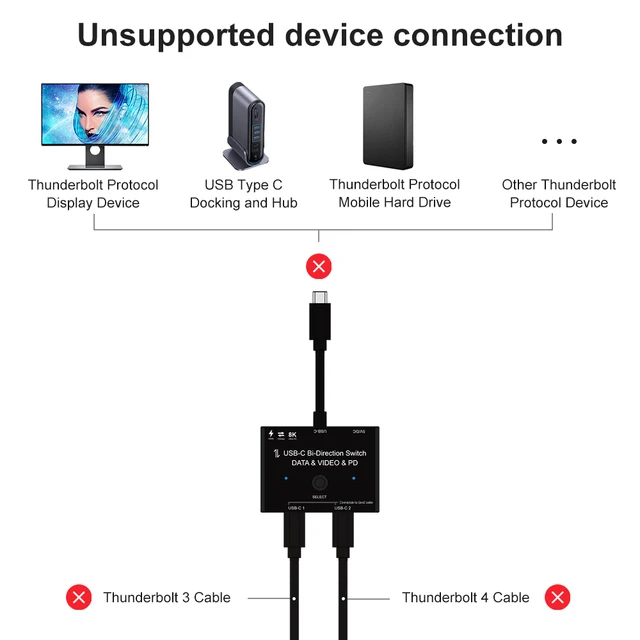 KVM USB C двухсторонний Переключатель 1x 2/2x1 USB 3,1 разветвитель данных видео переключатель 8K при 30 Гц PD 100 Вт для монитора ПК мобильный телефон многоисточника 6