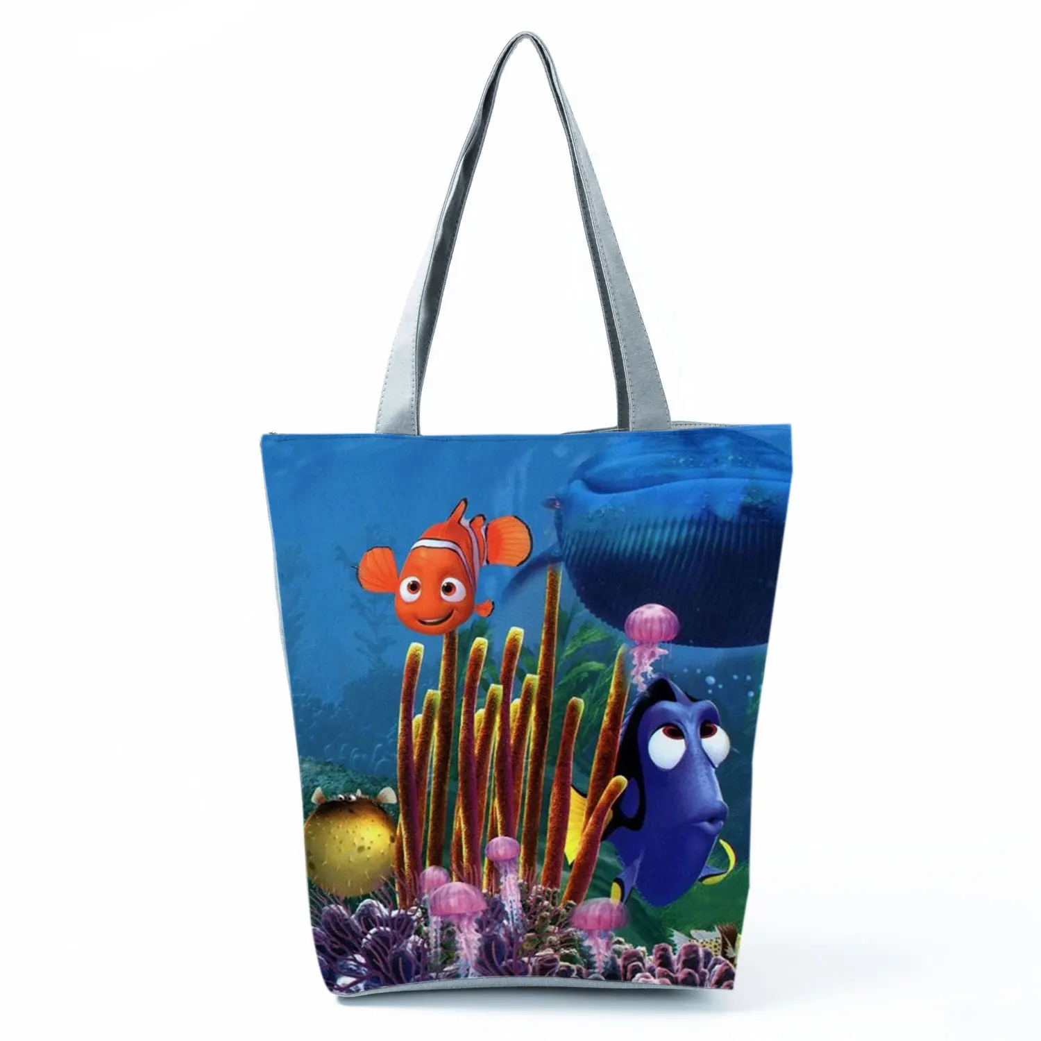 Disney Finding Nemo Printed Handbag Dory Graphic High Capacity Shoulder Bag Fish Reusable Shopping Bag Casual Women Beach Tote