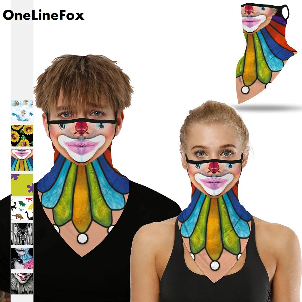 

OneLineFox Clown Outdoor Face Cover Balaclava Bandana Print Climb Hiking Cycling Fishing Windproof Anti-UV Hairband Head Scarf