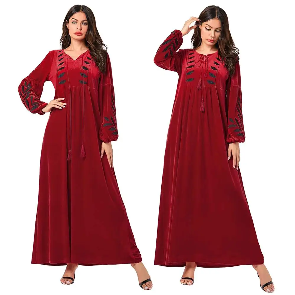 Мусульманская женская вышивка abaya бархатное длинное обтягивающее платье