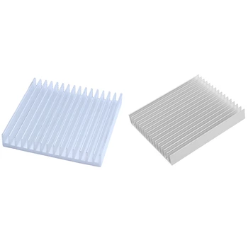 

2 Pcs Silver Tone Aluminum Heat Diffuse Heat Sink Cooling Fin, 120X100X18mm & 90 X 90 X 15mm
