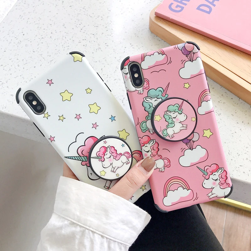 

For iPhone XS Max XR X unicorn case, Cute Zoo dinosaur Soft back case For iPhone 8plus 7 7plus 6S 6P matte skin cover + stander