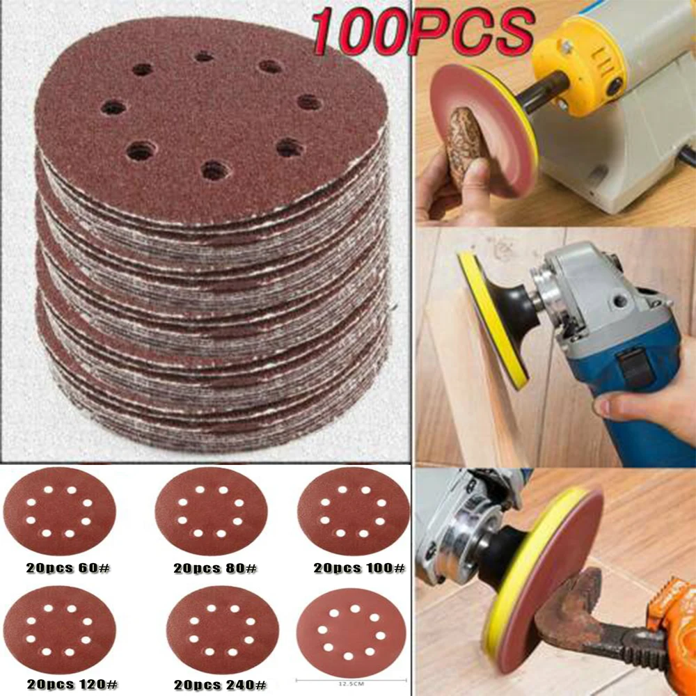 

100pcs 60-240 Grit Rating Orbital Sander Pads Self-adhesive Dust Collection Sandpaper Sandpaper Set Dust Catching Sanding Paper