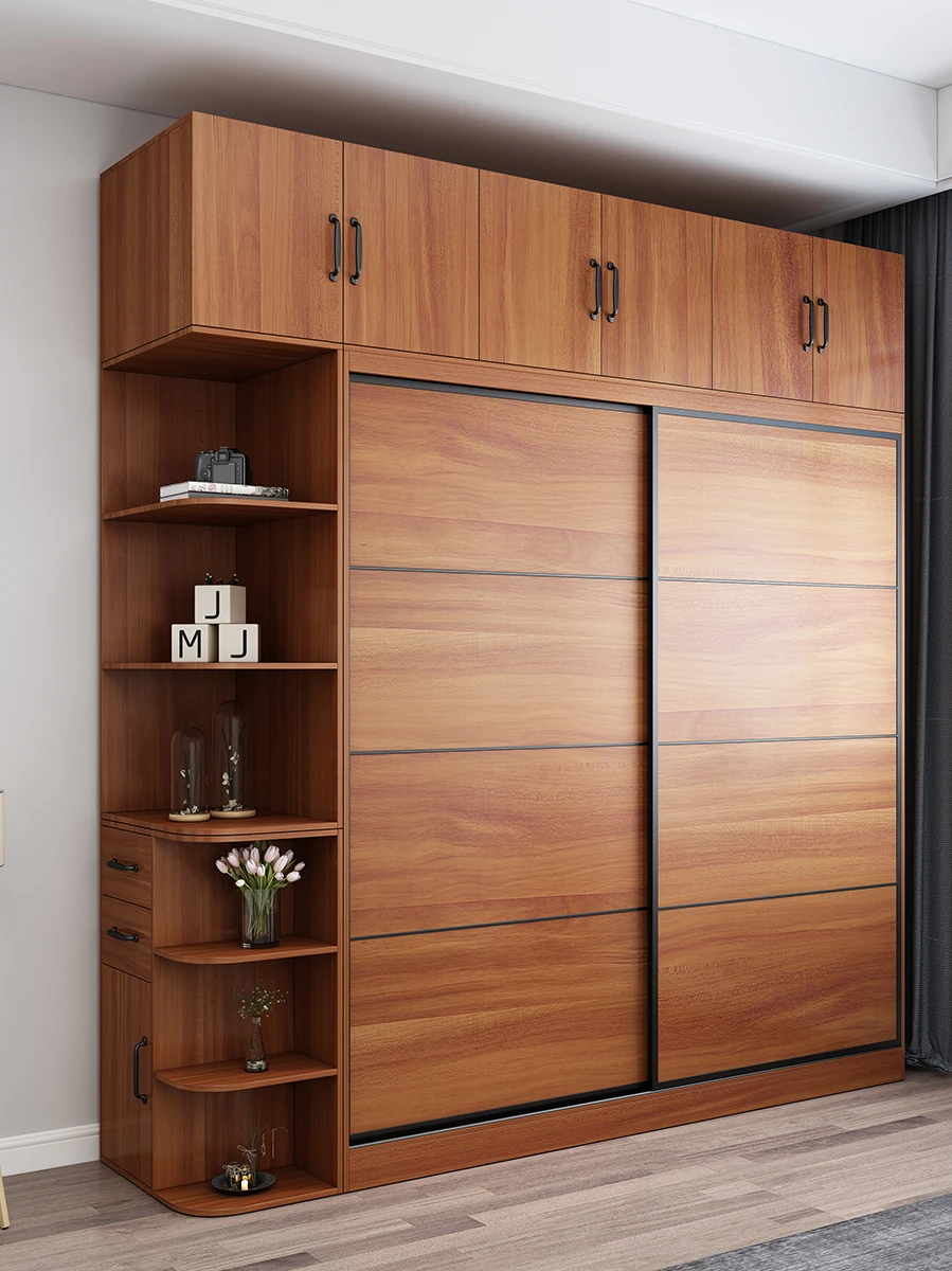 Sliding door wardrobe sliding door wooden wardrobe assembly bedroom household locker