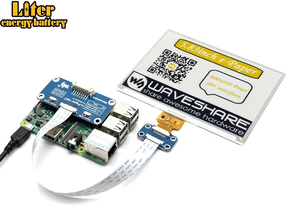 Waveshare 600x448, 5,83 дюймов E-Ink дисплей шляпа для Raspberry Pi, желтый/черный/белый три цвета, SPI интерфейс