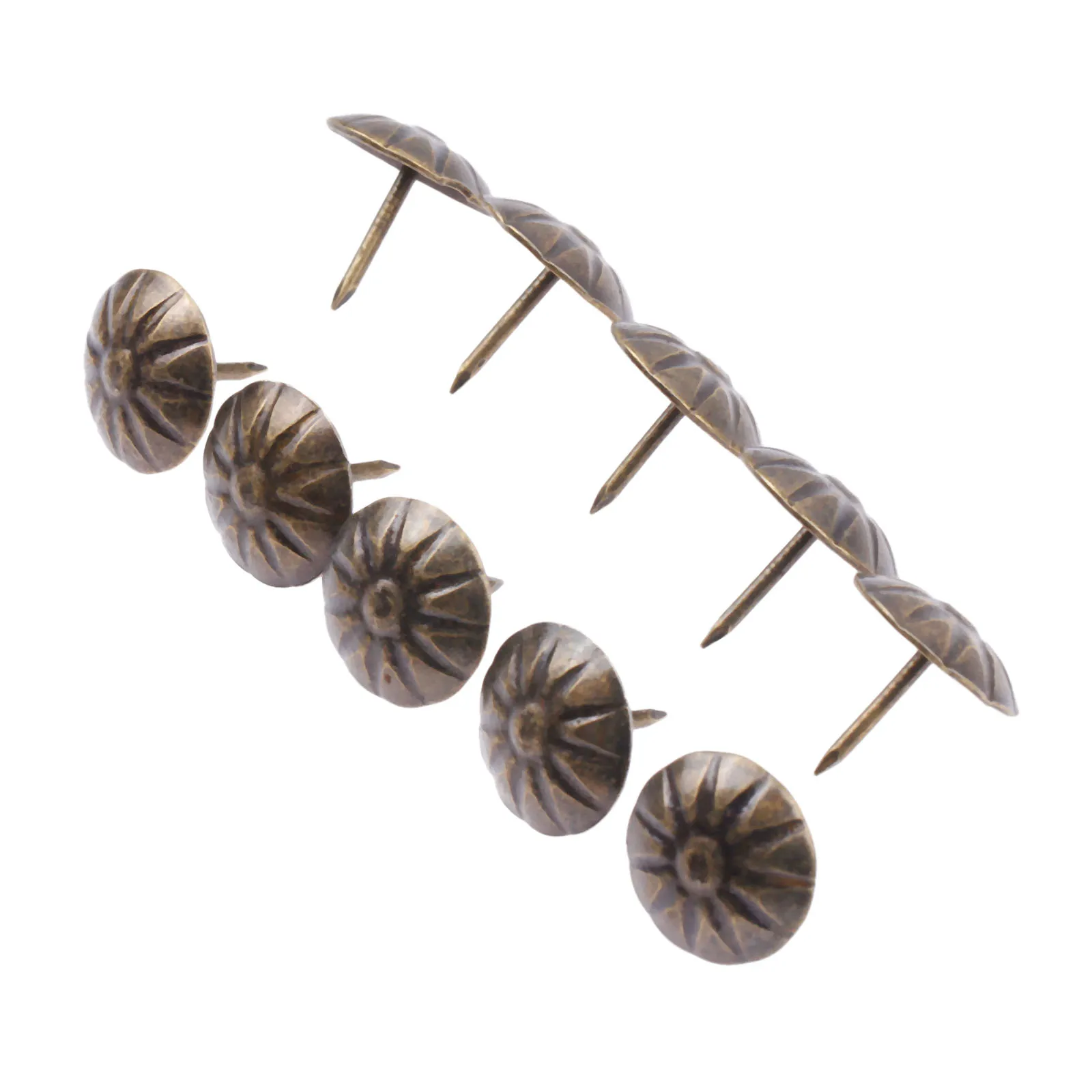 20Pc/lot Antique Bronze Upholstery Nails Iron Flower Tack Jewelry Gift Case Sofa Furniture Stud Decor Pushpin Doornail 17x15mm