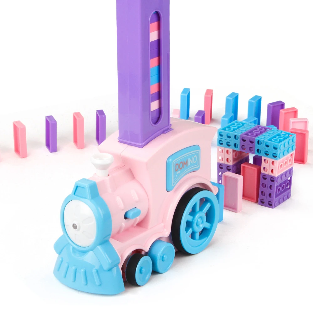 Blocos de Trem de Dominó de Colocação Conjunto de Blocos de Construção e Empilhamento Anos de Idade Presente para Crianças Plástico para 3-7 Automática Brinquedo Brinquedos Meninos Meninas Mod. 283762 12 automática conjunto de blocos de construção e