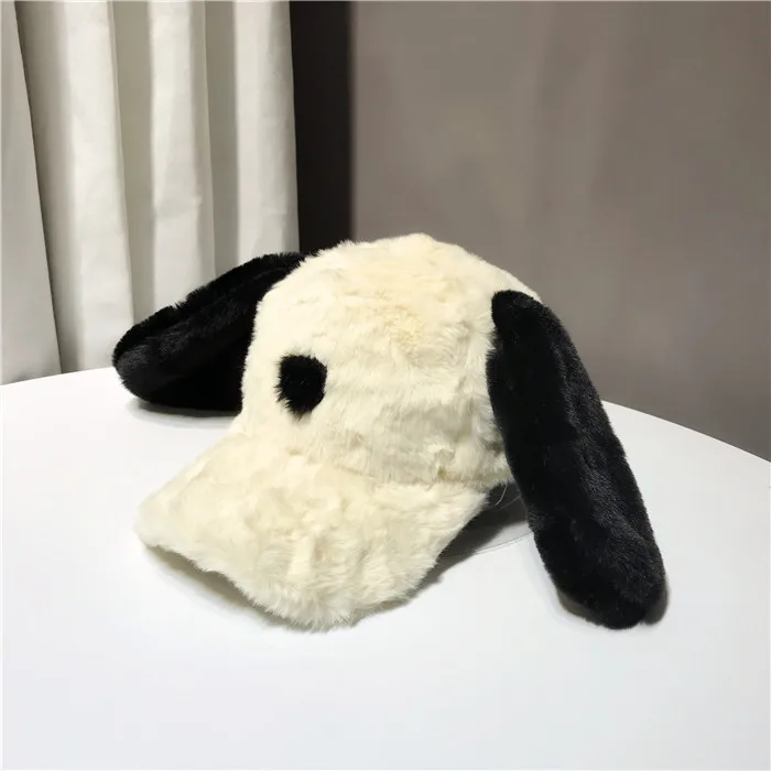 Женская бейсбольная кепка, милые шапки для собак, для женщин, зима, весна, модная шапка для девушек, женская черная плюшевая уличные шапки, подарок