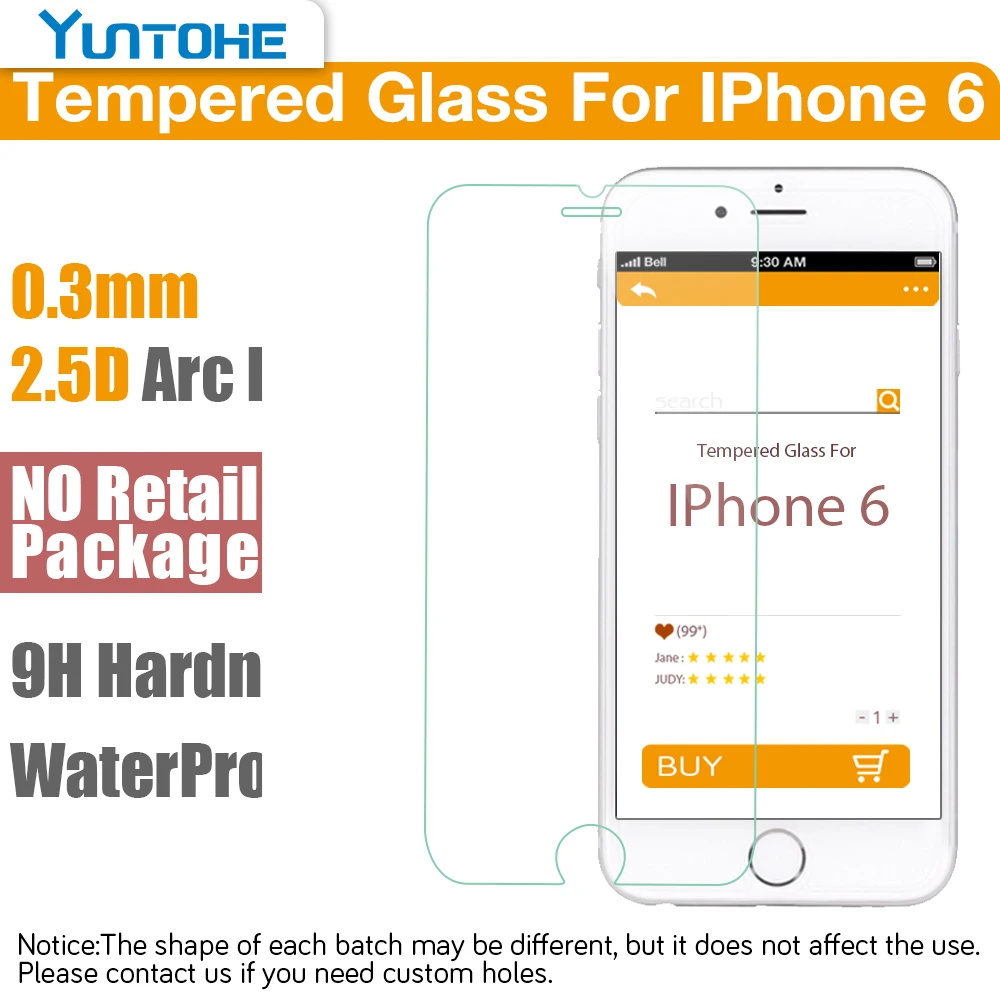 100 шт. для Iphone 6 6s 7 4 "Защитная Пленка премиум-класса 2.5D 0 3 мм 9H закаленное стекло