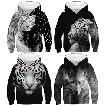 

Tiger 3D Pattern Boys Hoodies Teenagers Oversized Spring Sweatshirt for Boys 4-14 Years Hoodies Kids Sweatshirt Clothes