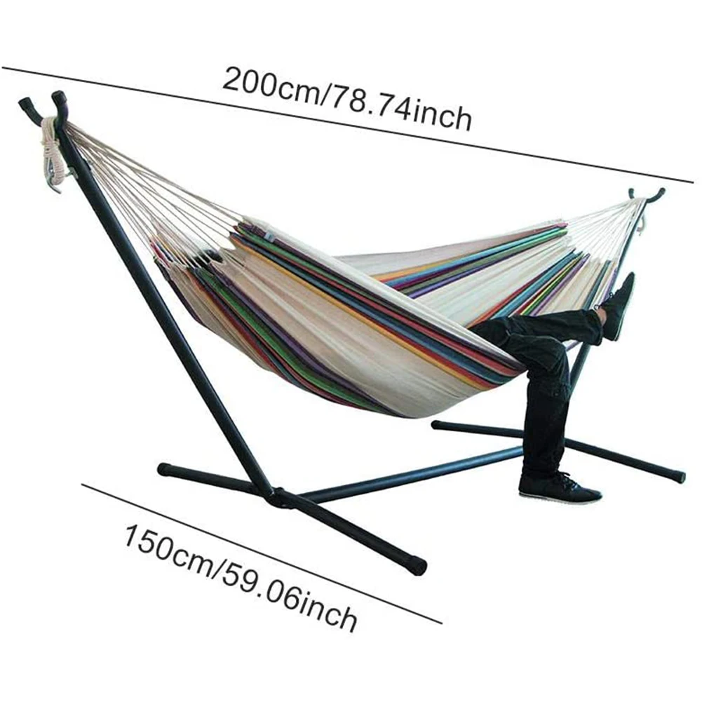 200x150cm Home Indoor Large Without Stand For Bedroom Thicken Widened Foldable Portable Garden Stripe Canvas Hammock Sleeping hammock straps