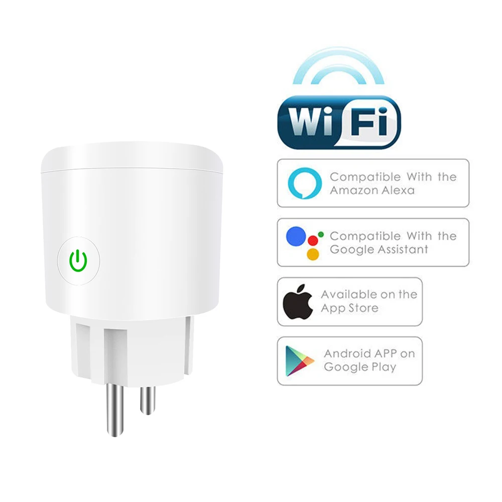 Умный дом ЕС Wifi умная вилка 10A 16A Голосовое управление с монитором мощности Wifi Беспроводная умная розетка с Google Home Alexa
