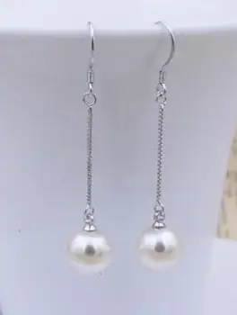 

free shipping >>>>noble jewelry 1Pair 925 Silver 8mm Freshwater Pearl Earrings