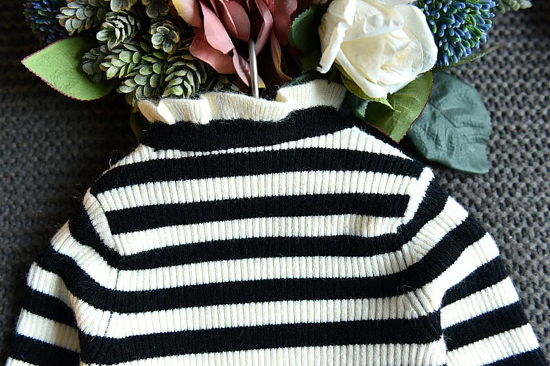 Yorkzaler Autumn Winter Knitted Children Clothing Set For Girl Striped Sweater With Dress Girl 2pcs Outfits Christmas Suit 3Y-7Y