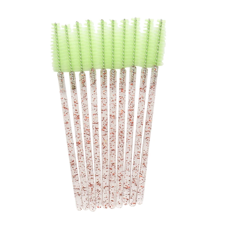 shiny pink green 50 шт одноразовая нейлоновая тушь для ресниц, палочки для наращивания ресниц, силиконовая ресница, аппликатор, набор микро кистей, кисть для губ, макияж тоже - Handle Color: shiny pink green