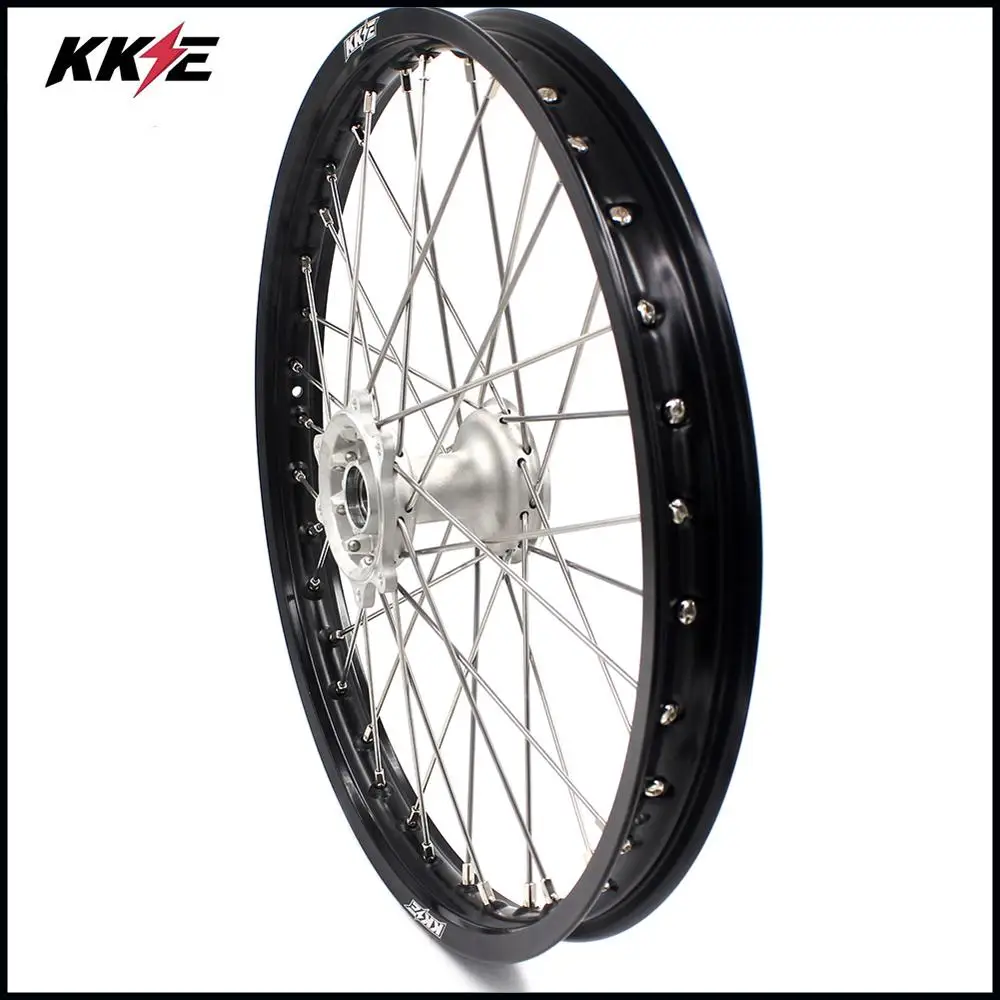 KKE 21 и 19 MX колесные диски Набор для HONDA CRF250R 04-13 CRF450R 02-12 Серебряный концентратор черный обод Байк внедорожный мотоцикл