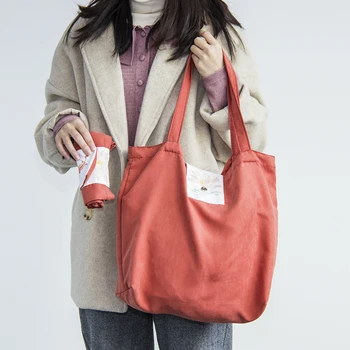 

tote bag chinese style printing Foldable Suede Shoulder Bags for school or shopping washable Casual Handbag can be customized