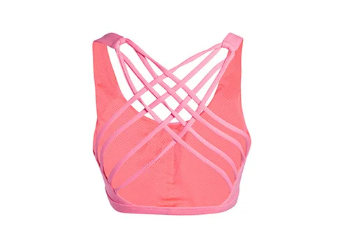 Амортизирующий дышащий бюстгальтер без стального кольца для фитнеса, женский бюстгальтер высокого класса с американской спинкой, Быстросохнущий Кроссовый спортивный бюстгальтер, жилет большого размера - Цвет: Розовый