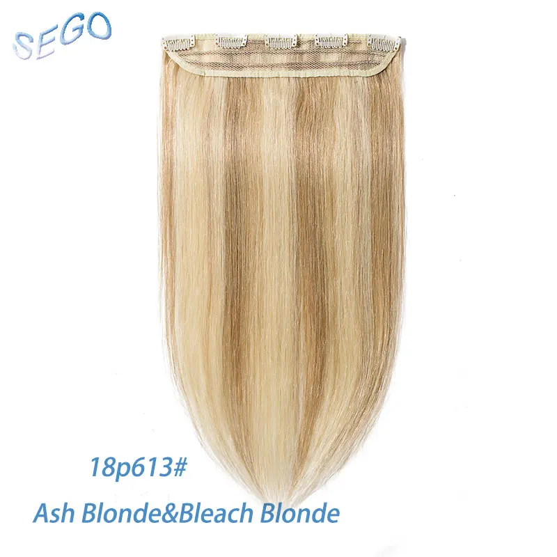 SEGO 1"-24" клип в одном куске настоящие человеческие волосы для наращивания 1 p/w 5 клипов не Реми кусок прямые индийские волосы 40 г-60 г