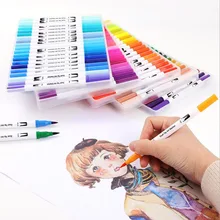 12/24/36 Цвета Цвет ing Ручки Маркеры сенсорный художественная ручка аниме надписи воды Цвет Набор для рисования двойной наконечник маркер ручка с кисточкой