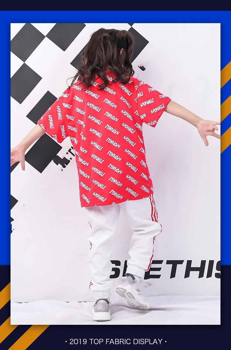 Children's Jazz Costumes New Hip-Hop Set Summer Girls Short-Sleeved Print shirt Pants Suit Kids Catwalk Show Performance Clothes (16)
