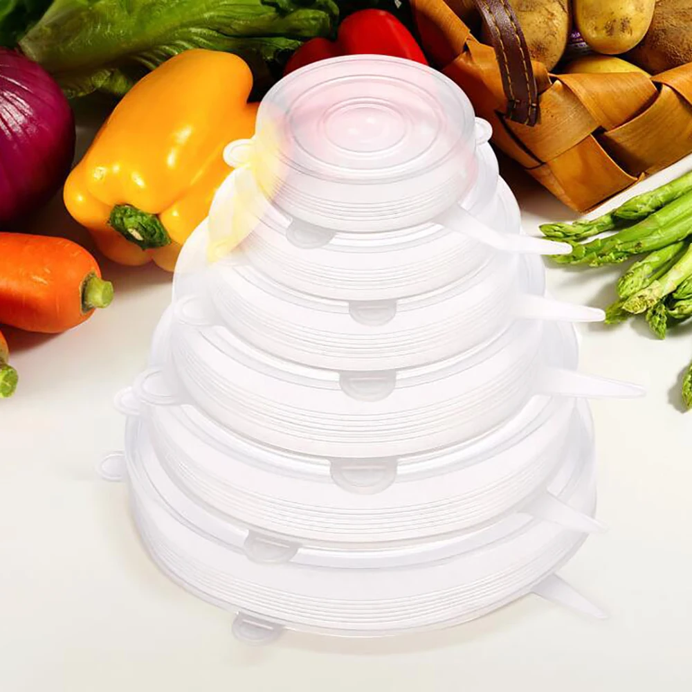 Силиконовые растягивающиеся крышки колпачки для пищевых продуктов кастрюль