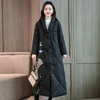 

Winter Jacket Women Chinese National Style Women Down Jacket Female Parka White Duck Down Coat Long Parkas For Winter Women