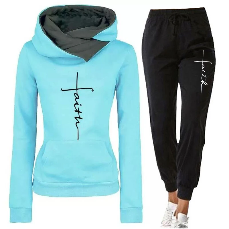 

New Casual Women Fashional Sport Suit Two Piece Set Running Tracksuit 5 Colors S-3XL Joggers Femme Jogging Wear