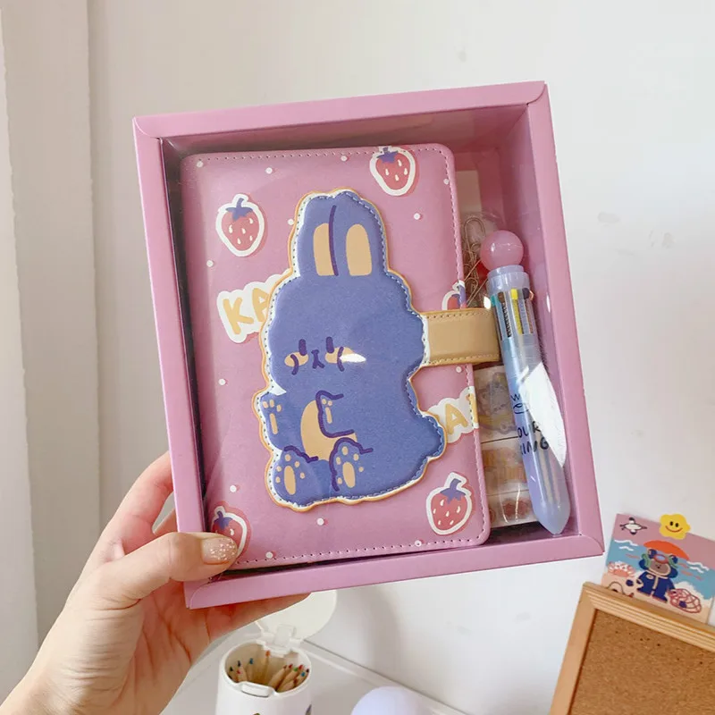 2021 Cute Cartoon Spiral Binder Notebook A6 Loose Leaf Kawaii Diary School Student Journal Stationery Set Gift | Канцтовары для