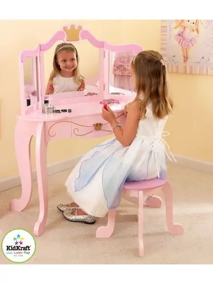 Туалетный столик(трельяж) с зеркалом для девочки "Принцесса"(Princess Vanity& Stool