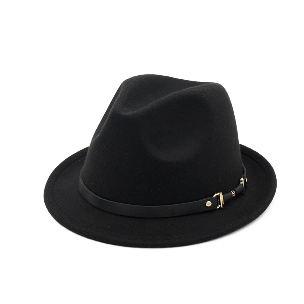 Классическая мужская и женская шерстяная шляпа Fedora с поясом поп шляпа элегантные женские вечерние Шляпы размер 56-58 см