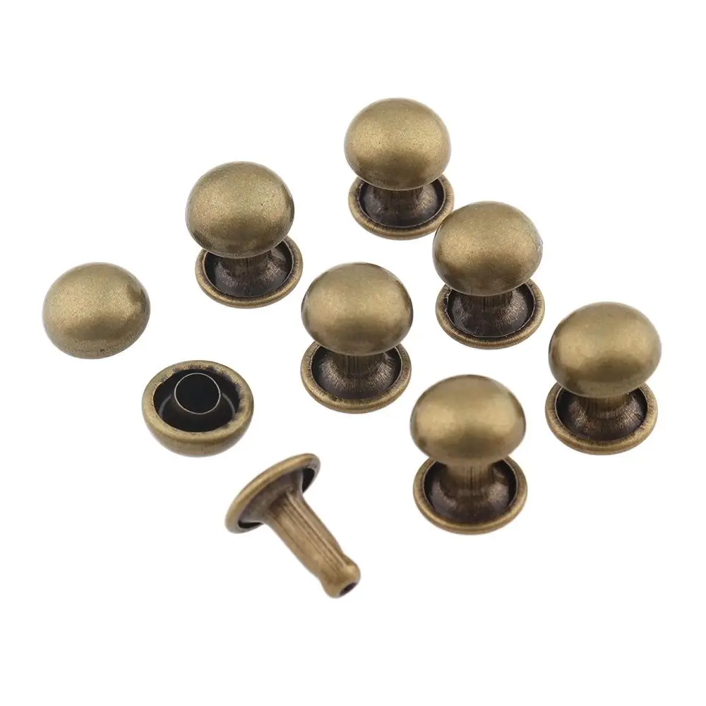 100set Antique Bronze Metal Double Cap Rivet Nail Spike 10*8mm Stud