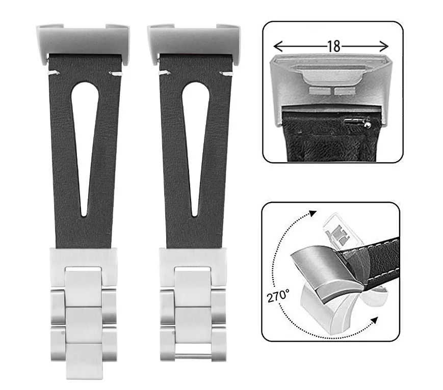 Металлический кожаный браслет H style CHARGE3. Зарядка 3 новых ремешка