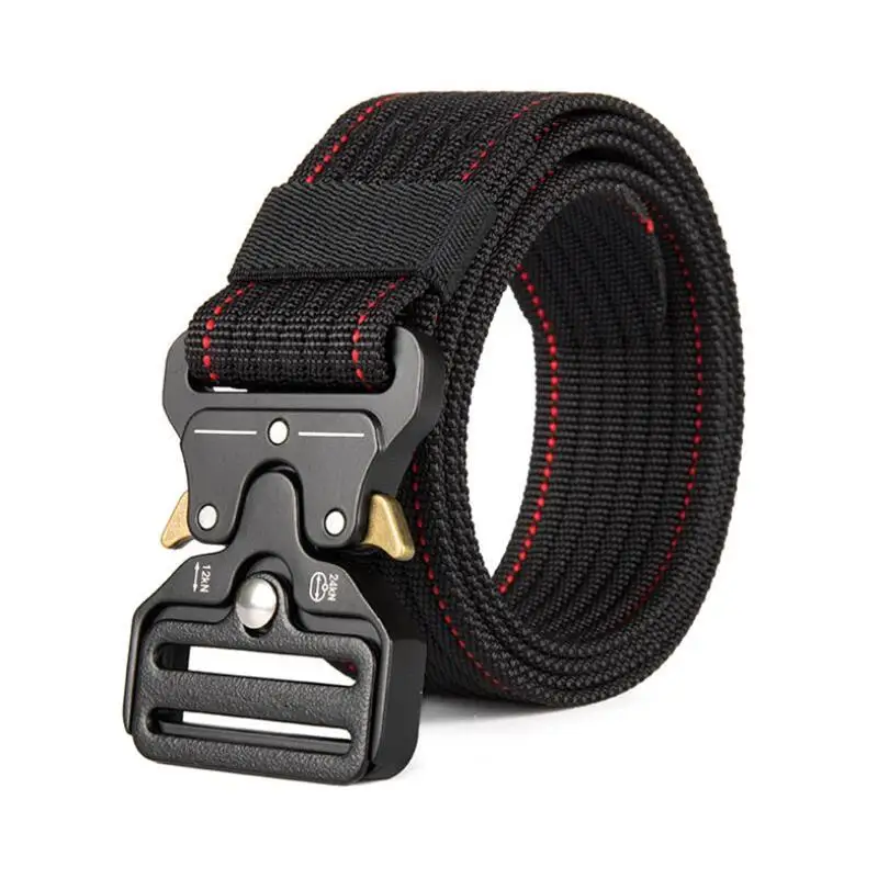 Black red line SupSindy военная техника боевые тактические ремни для мужчин армейская тренировочная нейлоновая металлическая пряжка открытый охотничий ремень мужской ремень - Цвет: Black red line
