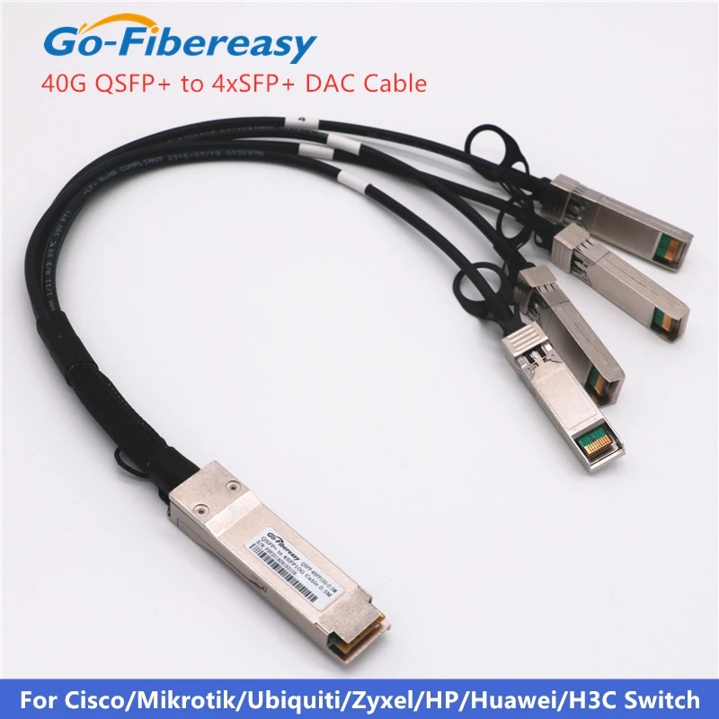 Cavo Dac Qsfp + 40G Qsfp + A 4X10G Sfp + Cavo Breakout In Rame Passivo Ad Attacco Diretto Per Cisco,Huawei,D-Link, Switch In Fibra Intel
