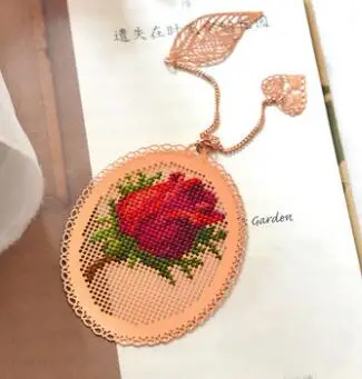 TT Rose ремесло Стич вышивки крестом металлическая Закладка серебро Золотой Рукоделие Вышивка ремесла счетный крест-строчка Kit-6TH - Цвет: Фиолетовый