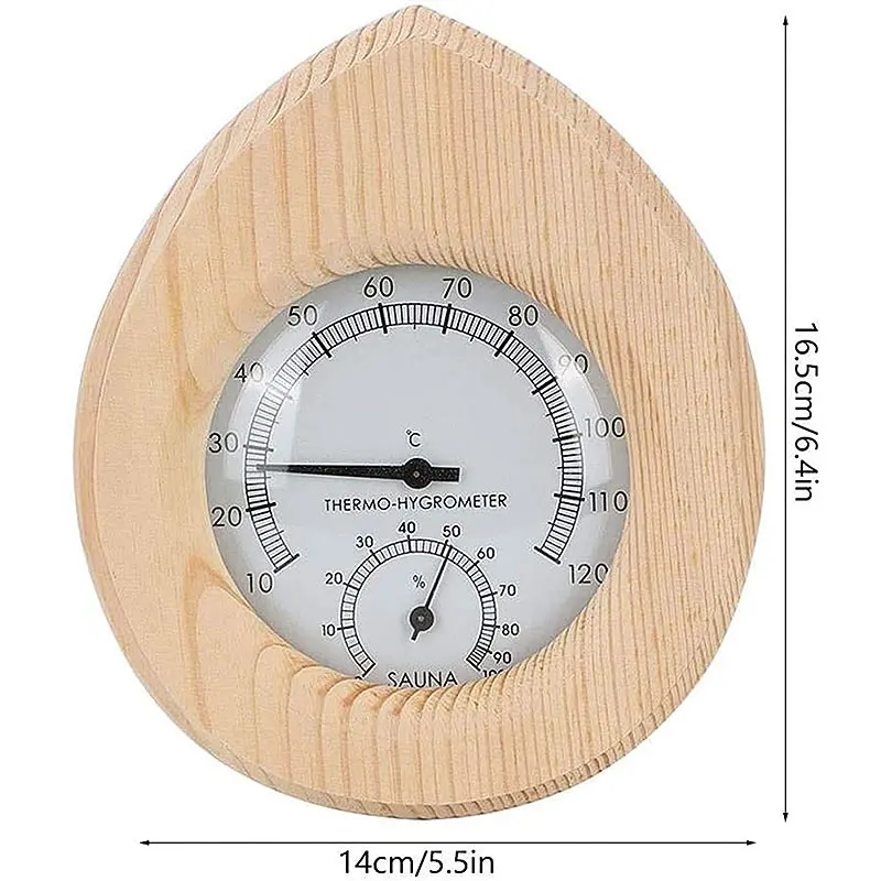 Temperature-Humidity-Meter Room-Accessories Sauna Steam Wood 2-In-1 Drop-Shaped 4