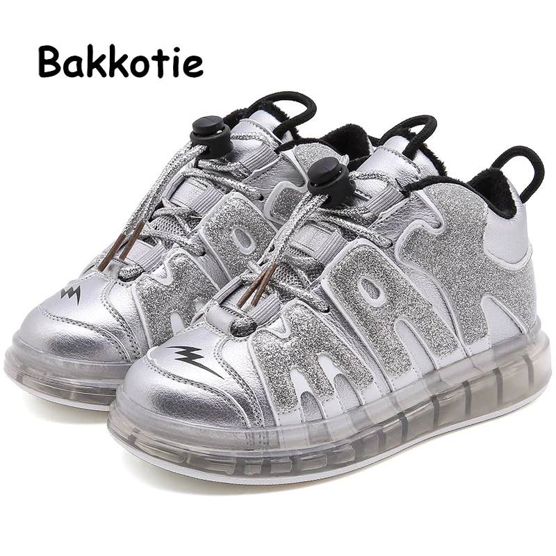 Bakkotie зимняя для девочек; Новинка; высокие кроссовки; детская модная белая мягкая повседневная обувь на меху для маленьких мальчиков обувь на нескользящей подошве; теплые спортивные туфли