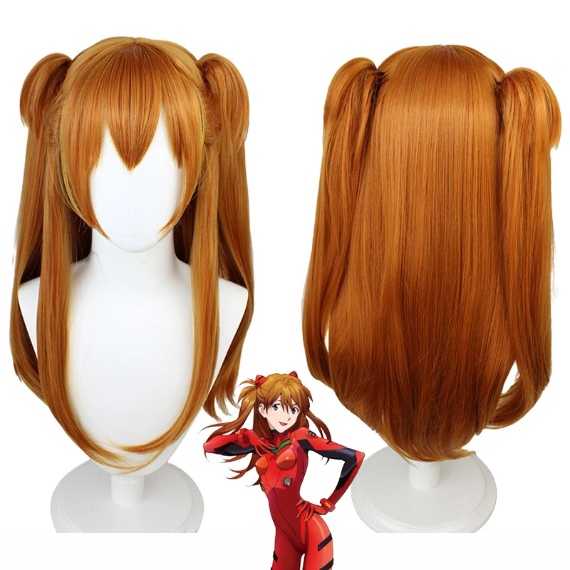 Парик для косплея Asuka Langley Soryu с длинным хвостом термостойкие синтетические