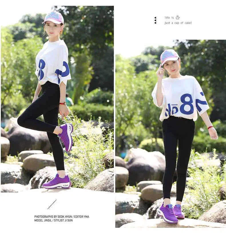 Walking Shoes 2021 New Women Breathable Casual Shoes Outdoor Light Weight Frenulum Casual Walking Platform Ladies Sneakers Black