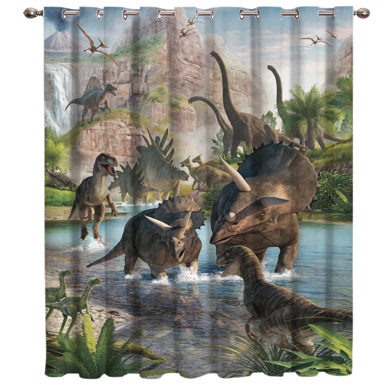 Jurassic Period Dinosaur Room Curtains Large Window Living Room Decor