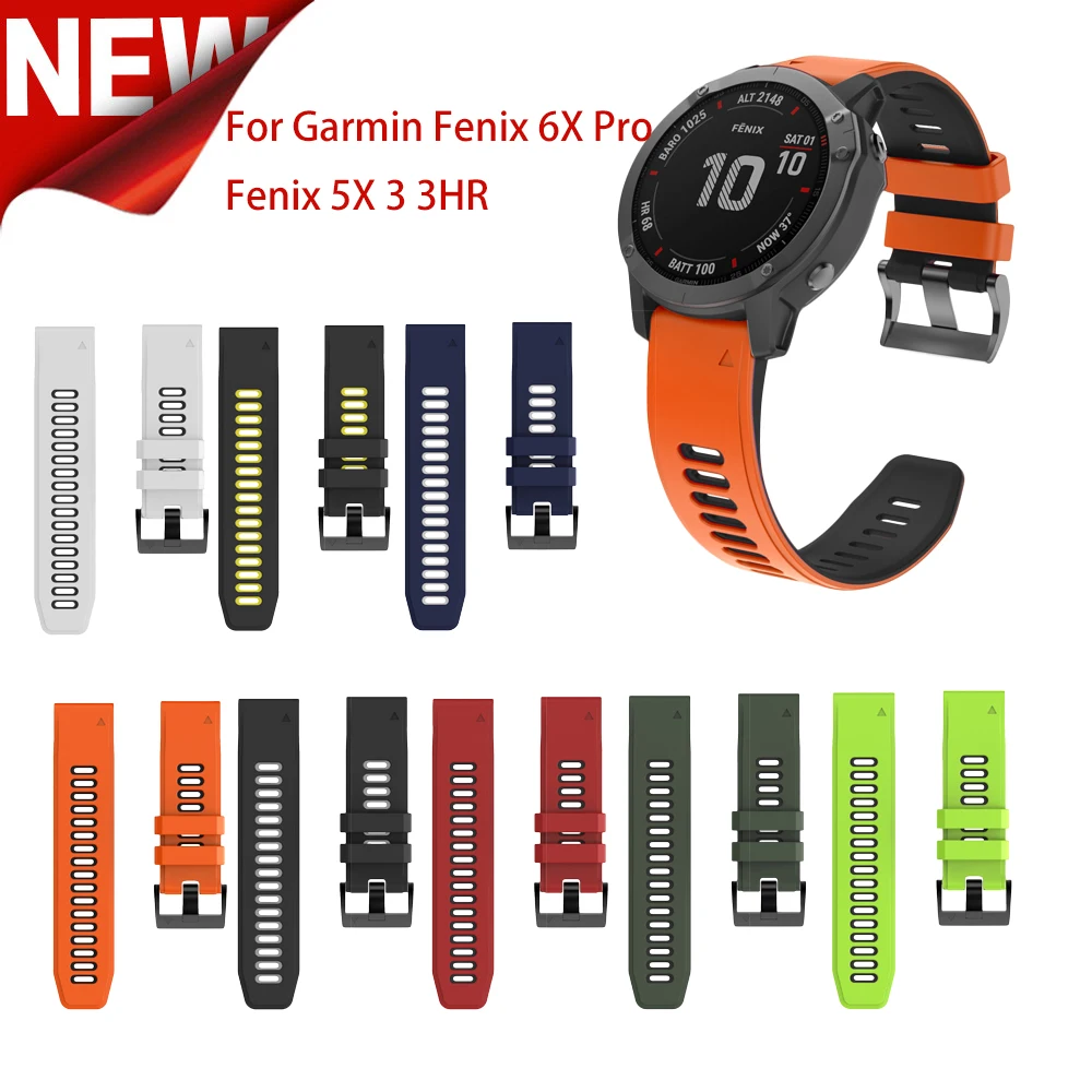 Мягкий силиконовый ремешок для часов Garmin Fenix 6X 5X полосы 26 мм силиконовый ремешок с быстроразъемным ремешком для Garmin Fenix 5X3 3 HR