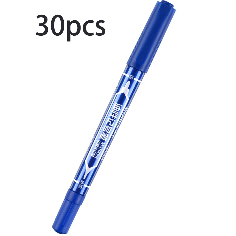30pcs-Blue 10 шт., двойные маркеры для рисования, сделай сам, водонепроницаемые, перманентные, шариковые, 1,5 мм, студенческие принадлежности, ручка для рукоделия, художественная краска - Цвет: 30pcs-Blue