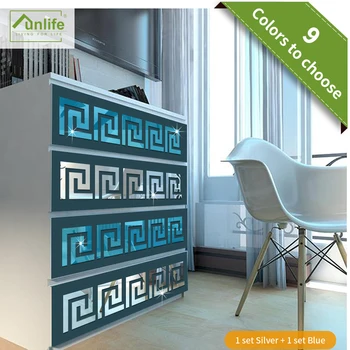 

Funlife 30pcs Rose Gold Brown Bronze Silver Geometric Pattern Waterproof Mirror Wall Border for Home and Bathroom Decors Decals