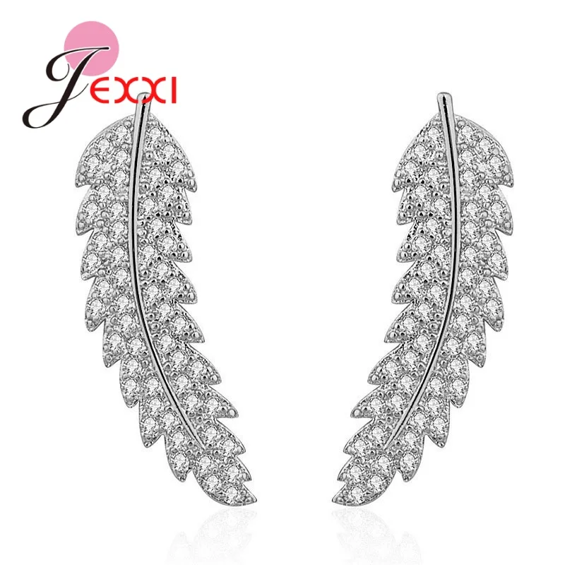 

Genuine 925 Sterling Silver Tree Leaves Pattern Stud Earrings For Women Girls Fashion Earrings Jewelry Gift 3 Color Option