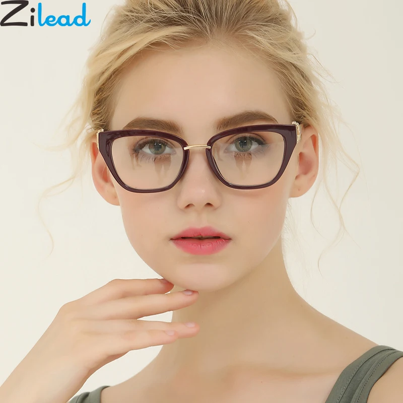 

Zilead Lady's Oversized Cat Eyes Glasses Frame Luxury Crystal Women Optical Sepectacles Anti UV400 Eyeglasses Eyewear