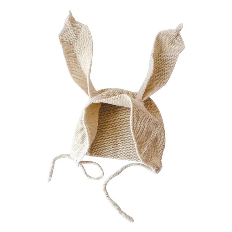 Beige Новая зимняя детская шапка с длинными ушками кролика, детский Чепчик для девочек и мальчиков, шапка для новорожденных, регулируемые аксессуары для новорожденных - Цвет: Beige