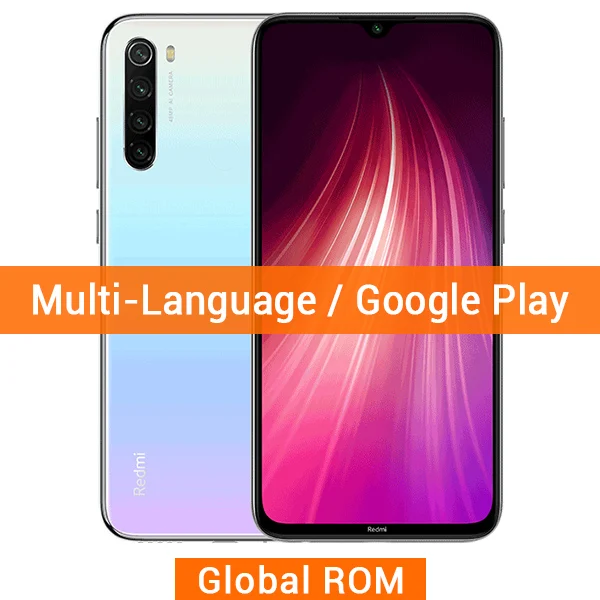 Global ROM White Xiaomi Redmi Note 8 с глобальной прошивкой, 4 Гб ОЗУ, 64 Гб ПЗУ, Note8, 48мп Четырехъядерный Смартфон Snapdragon 665, четыре ядра, версия 6,3 дюйма - Color: Global ROM White