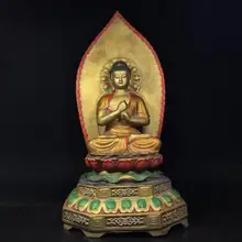 

Home Decor 14" Tibet Buddhism Temple Old Bronze Painted Big Day Tathagata Buddha Statue Shakyamuni Buddha Statue Enshrine