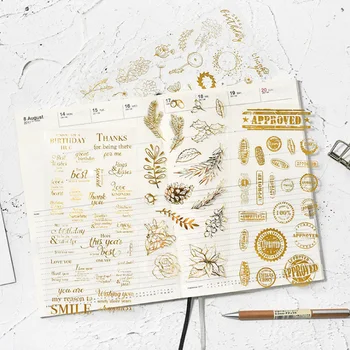 

1pcs/pack Kawaii Plant Postmark Letter Series Bronzing Agenda Stickers Six Selections Diary Scrapbooking